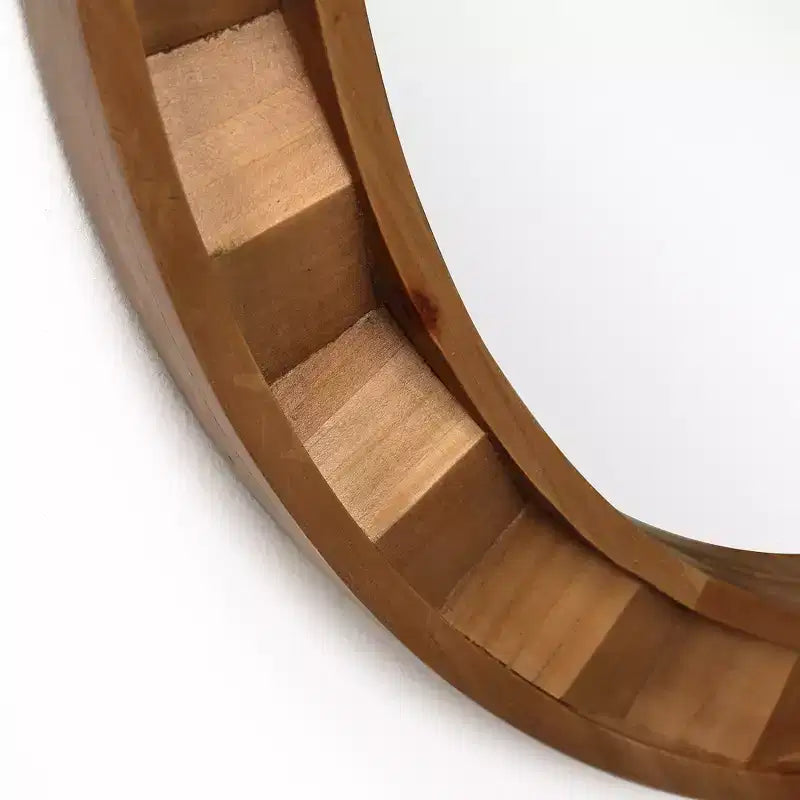 Specchio da parete rotondo da 71 cm, cornice in legno naturale, decorazione rustica in legno, marrone