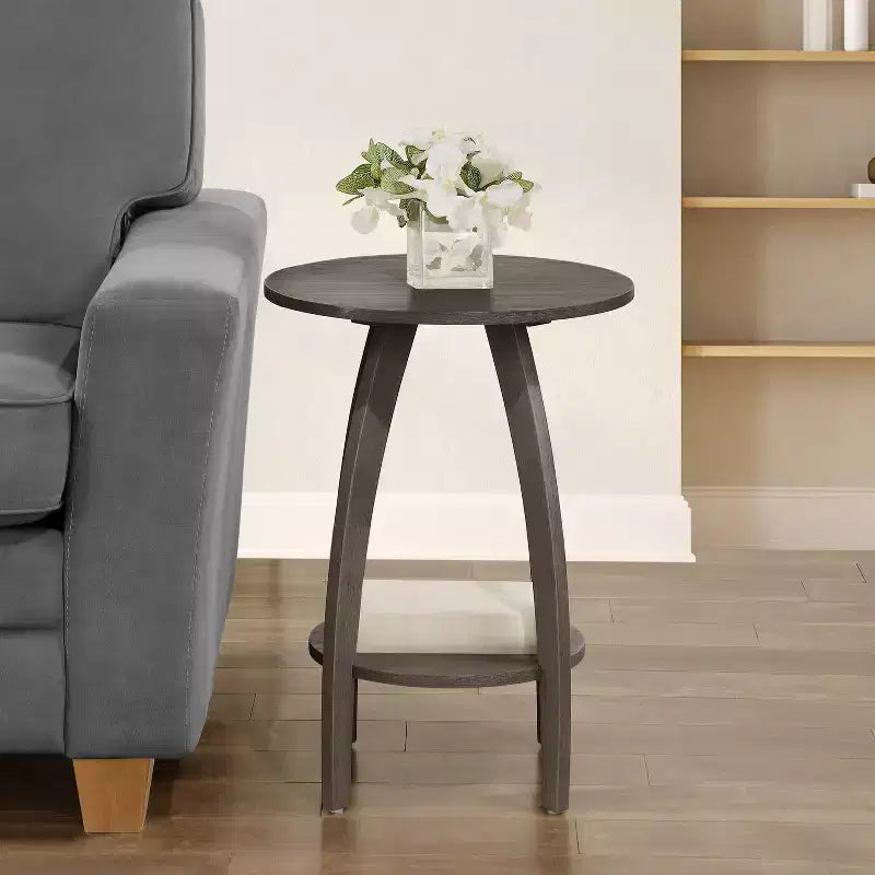 Tavolino a 2 ripiani con scaffale, mobile d'accento moderno scandinavo di metà secolo per soggiorno