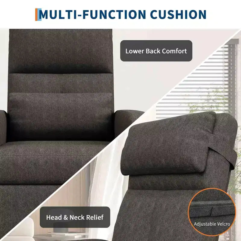 Poltrona reclinabile elettrica con massaggio e riscaldamento, schienale alto imbottito, sedile imbottito, poltrona Home Theater per soggiorno