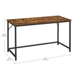 53.1 Inch Desk with Steel Frame, 110 lb Capacity Office Workstation for Home Study, Rustic Brown and Black