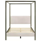 Letto a baldacchino Monroe Queen imbottito, Vanilla, Struttura in legno con elegante design a baldacchino