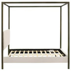 Letto a baldacchino Monroe Queen imbottito, Vanilla, Struttura in legno con elegante design a baldacchino