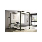 Letto a baldacchino Monroe Queen imbottito, Vanilla, Struttura in legno con elegante design a baldacchino