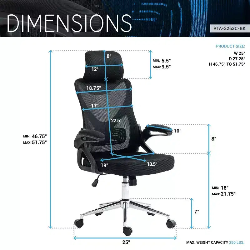 Sedia da ufficio ergonomica in rete con poggiatesta e supporto lombare, design a incrocio, base cromata, nera