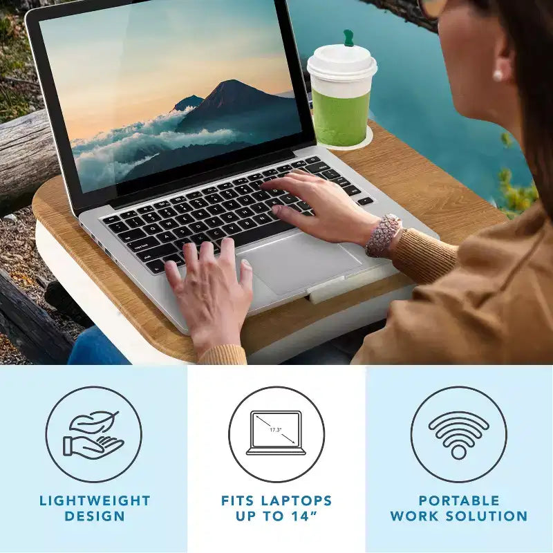 Tavolino da letto portatile con portabicchieri, vassoio per laptop con portabicchieri per divano, letto e viaggio