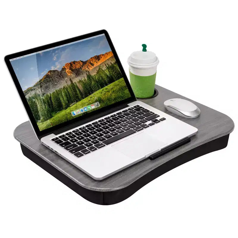 Tavolino da letto portatile con portabicchieri, vassoio per laptop con portabicchieri per divano, letto e viaggio
