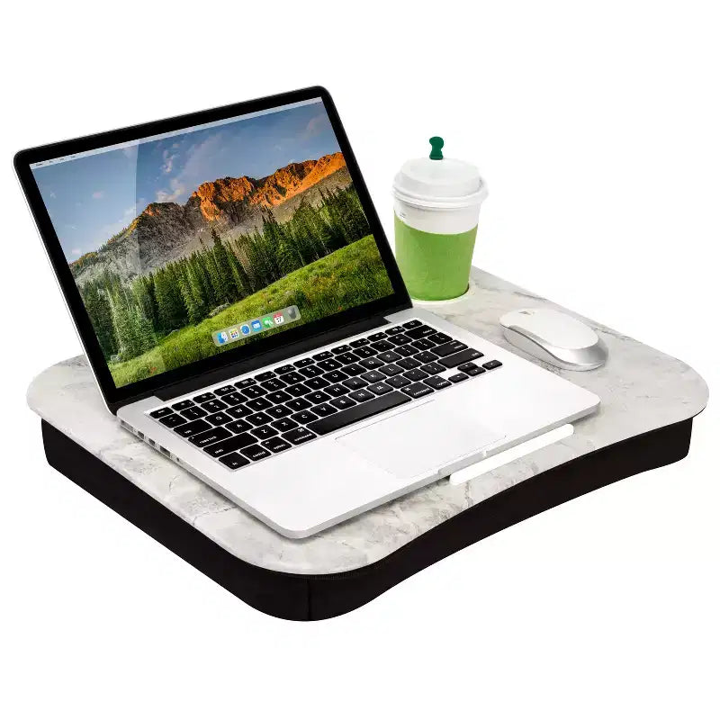 Tavolino da letto portatile con portabicchieri, vassoio per laptop con portabicchieri per divano, letto e viaggio