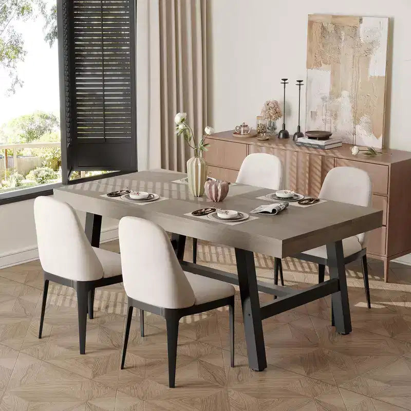 Tavolo da Pranzo Industriale per 6-8 Persone, Tavolo da Pranzo Rettangolare Lungo 200 cm, Tavolo da Cucina in Legno con Robusta Struttura in Metallo per Sala da Pranzo