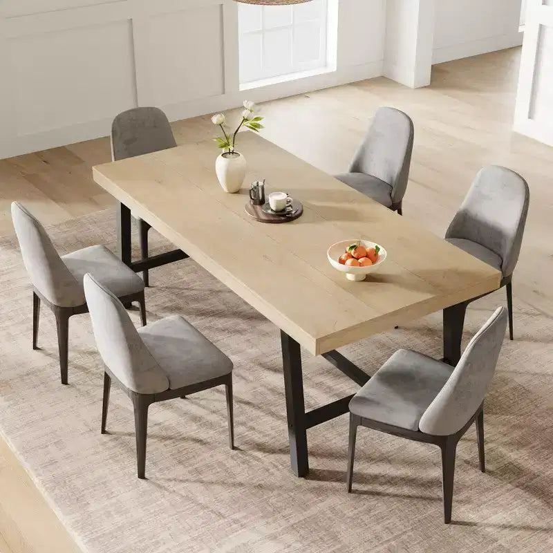 Tavolo da Pranzo Industriale per 6-8 Persone, Tavolo da Pranzo Rettangolare Lungo 200 cm, Tavolo da Cucina in Legno con Robusta Struttura in Metallo per Sala da Pranzo