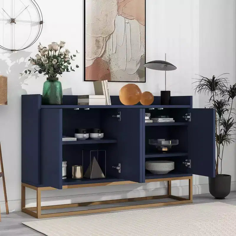 Credenza elegante con 4 ante e 4 ripiani, mobile contenitore per soggiorno e sala da pranzo