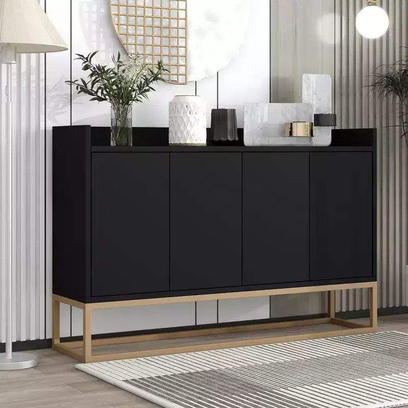 Credenza elegante con 4 ante e 4 ripiani, mobile contenitore per soggiorno e sala da pranzo
