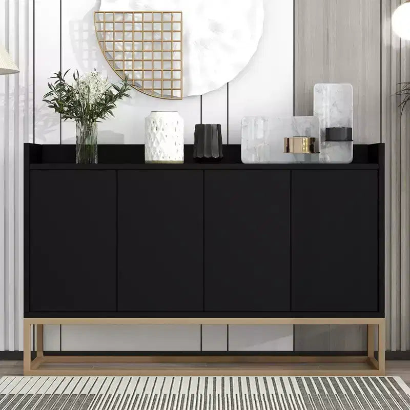 Credenza elegante con 4 ante e 4 ripiani, mobile contenitore per soggiorno e sala da pranzo