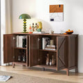 Credenza rustica da 150 cm con 4 ante e ripiani regolabili, Mobile buffet per sala da pranzo