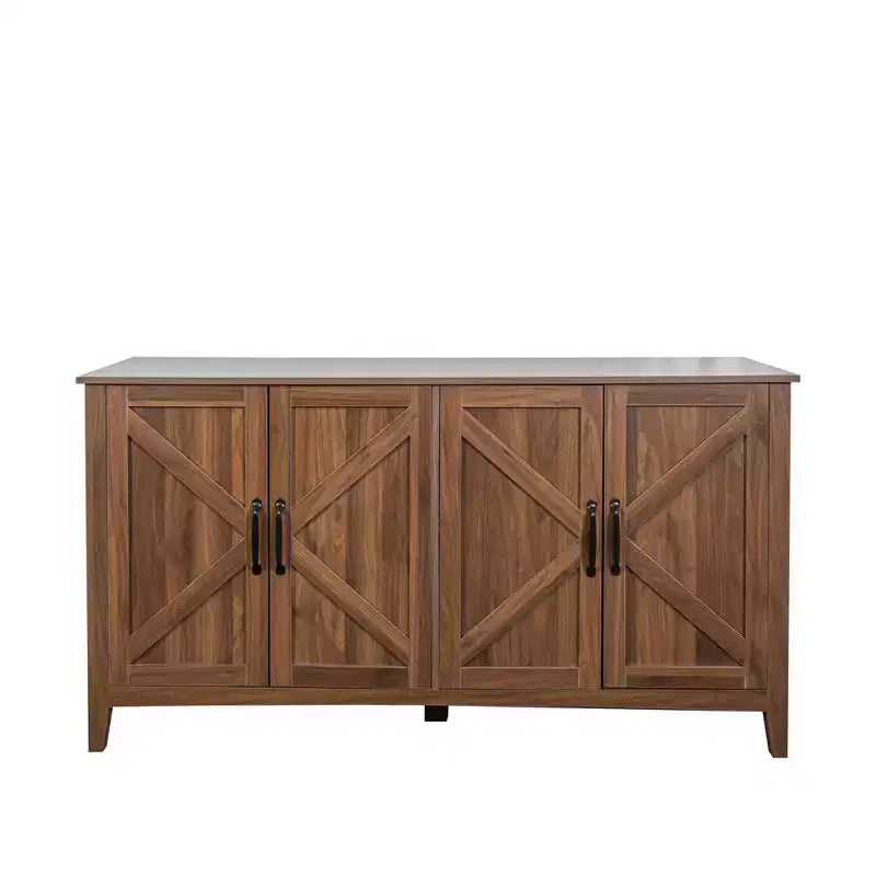 Credenza rustica da 150 cm con 4 ante e ripiani regolabili, Mobile buffet per sala da pranzo