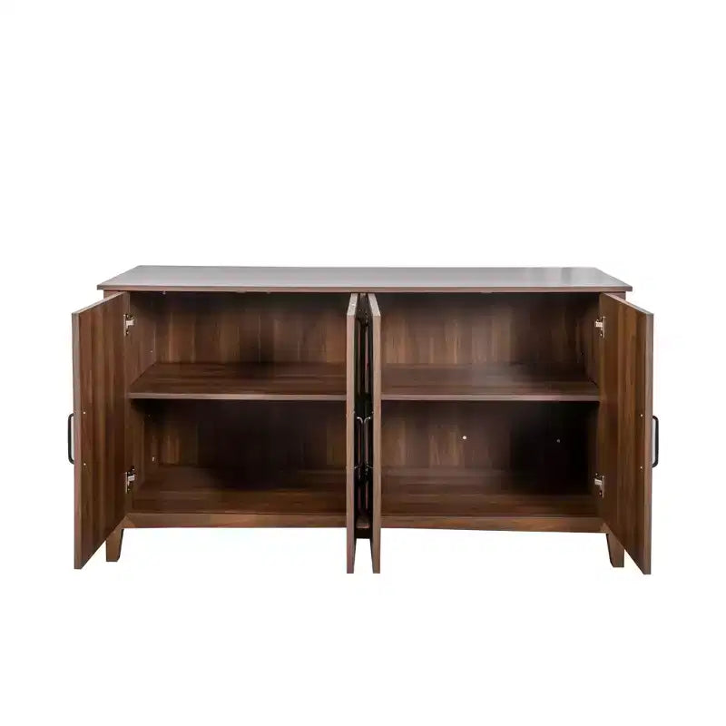 Credenza rustica da 150 cm con 4 ante e ripiani regolabili, Mobile buffet per sala da pranzo