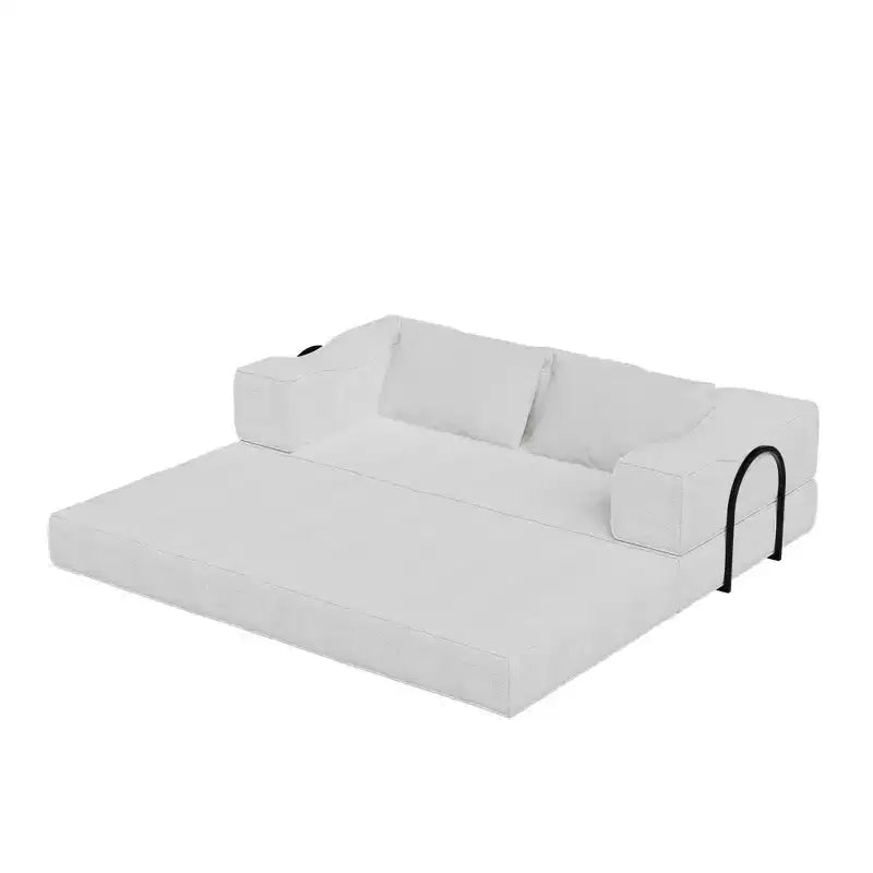 Divano letto convertibile a 3 posti da 203 cm con 2 cuscini, materasso pieghevole king size, tessuto ciniglia