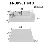 Divano letto convertibile a 3 posti da 203 cm con 2 cuscini, materasso pieghevole king size, tessuto ciniglia