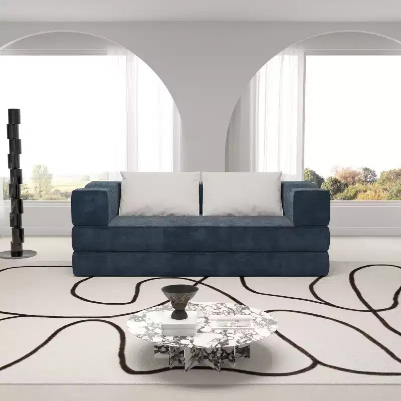 Divano letto convertibile a 3 posti da 203 cm con 2 cuscini, materasso pieghevole king size, tessuto ciniglia