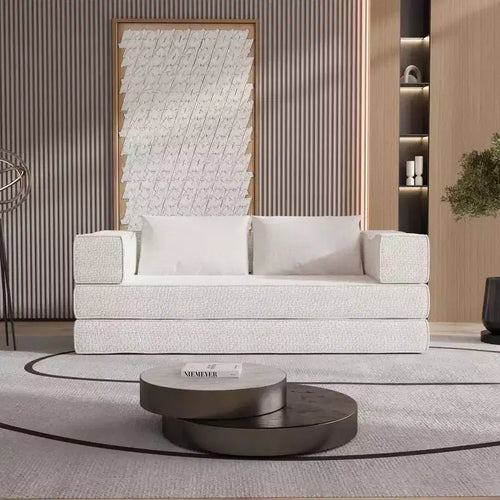 Sofá Cama Convertible de 3 Plazas de 80" con 2 Almohadas, Colchón Plegable King Size para Piso, Tela de Chenilla