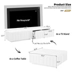 Mobile porta TV ad arco da 80" e tavolino con 4 cassetti, mobile contenitore multifunzionale
