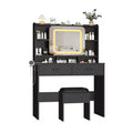 Makeup Vanity Desk with Sliding Mirror, Modern Makeup Vanity, 2 Drawer and Soft Cushioned Stool, 3 Lighting Modes Adjustable, for Bedroom