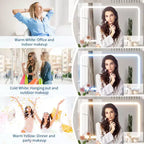 31.5 hüvelykes nagy sminkasztal tükörrel és világítással, 2 fiókkal, zsámollyal, 3 színű világítási móddal, modern fésülködőasztal hálószobába