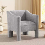 Poltrona a botte moderna imbottita in ciniglia con schienale ergonomico, portata 113 kg