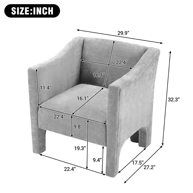 Poltrona a botte moderna imbottita in ciniglia con schienale ergonomico, portata 113 kg