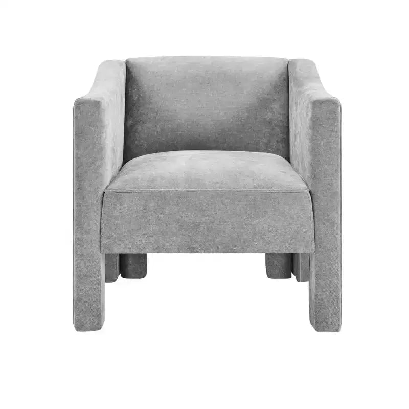 Poltrona a botte moderna imbottita in ciniglia con schienale ergonomico, portata 113 kg