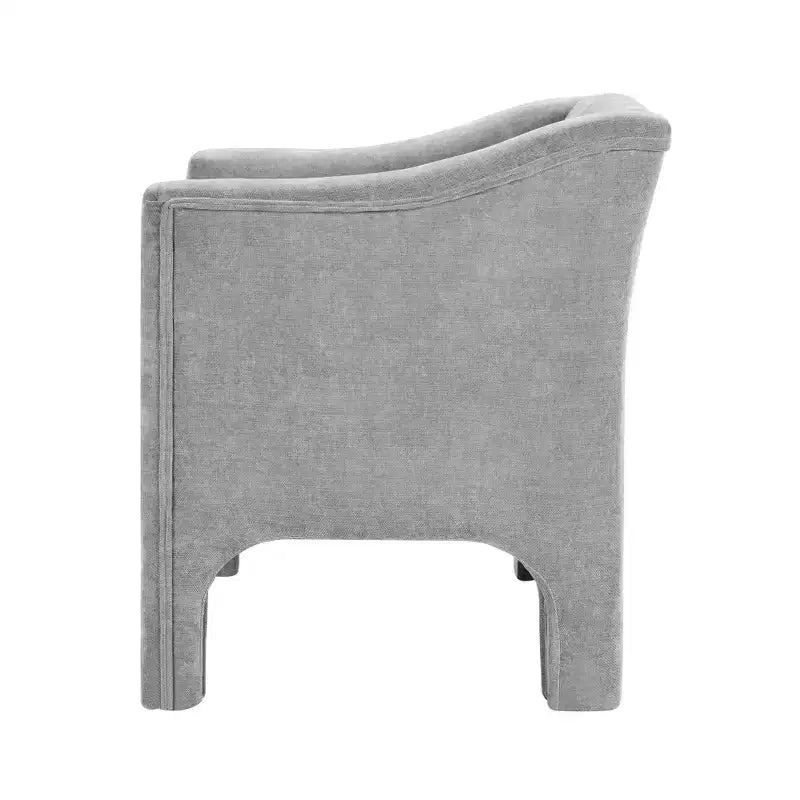 Poltrona a botte moderna imbottita in ciniglia con schienale ergonomico, portata 113 kg