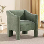 Poltrona a botte moderna imbottita in ciniglia con schienale ergonomico, portata 113 kg