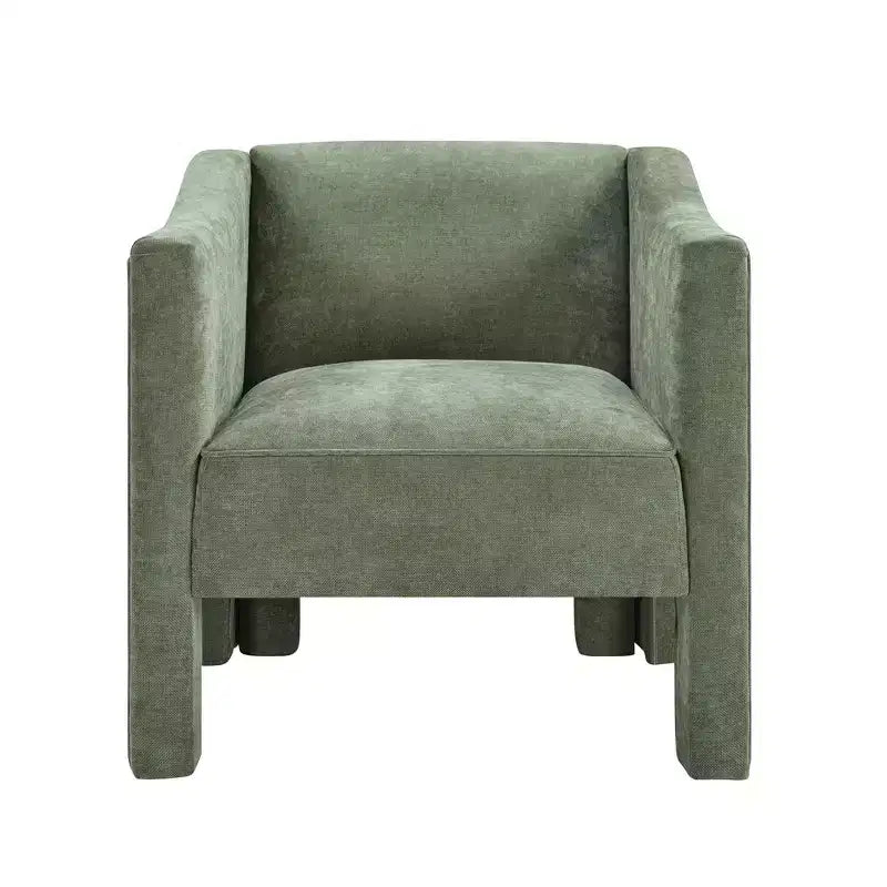 Poltrona a botte moderna imbottita in ciniglia con schienale ergonomico, portata 113 kg