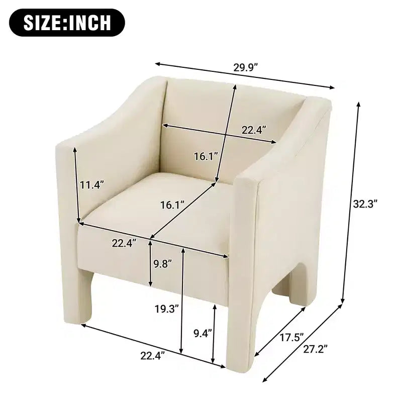 Poltrona a botte moderna imbottita in ciniglia con schienale ergonomico, portata 113 kg
