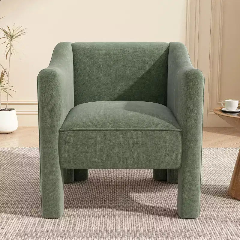Poltrona a botte moderna imbottita in ciniglia con schienale ergonomico, portata 113 kg