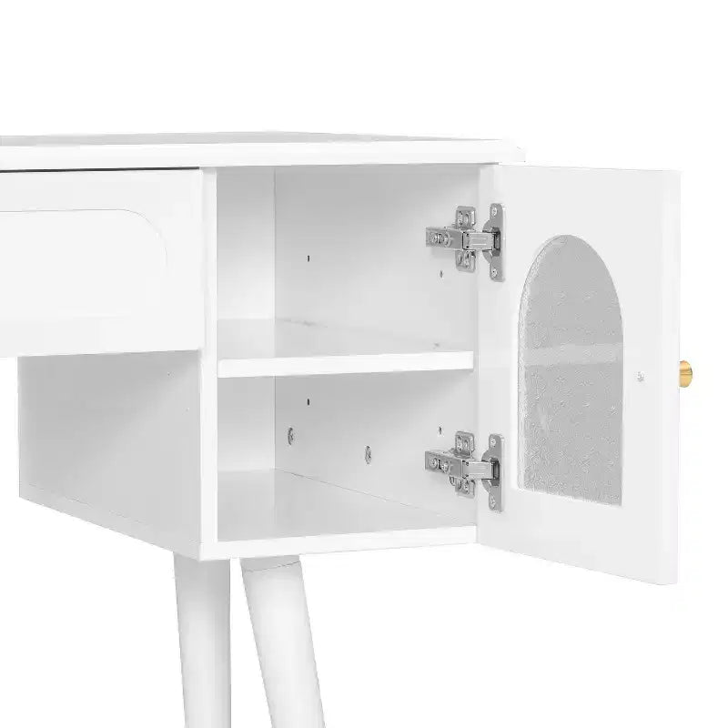 Toeletta Homy Casa con sgabello e mobili contenitori per camera da letto o spogliatoio, bianca