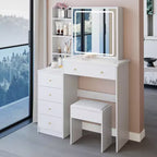 Vanity Table Set 40 Large Size Left Bedside Cabinet Vanity Table+Cushioned Stool Dresser Set