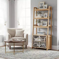 Homy Casa Ladder Shelf with Storage Cabinet and Open Display, Natural