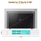 Mobile TV da 94,5" con luci LED e armadietti, supporta TV fino a 105", soggiorno, bianco