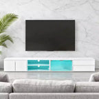 Mobile TV da 94,5" con luci LED e armadietti, supporta TV fino a 105", soggiorno, bianco