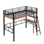 Letto a soppalco singolo con scrivania, scala e librerie, struttura in metallo resistente, design salvaspazio, nero