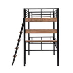 Letto a soppalco singolo con scrivania, scala e librerie, struttura in metallo resistente, design salvaspazio, nero