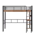 Letto a soppalco singolo con scrivania, scala e librerie, struttura in metallo resistente, design salvaspazio, nero