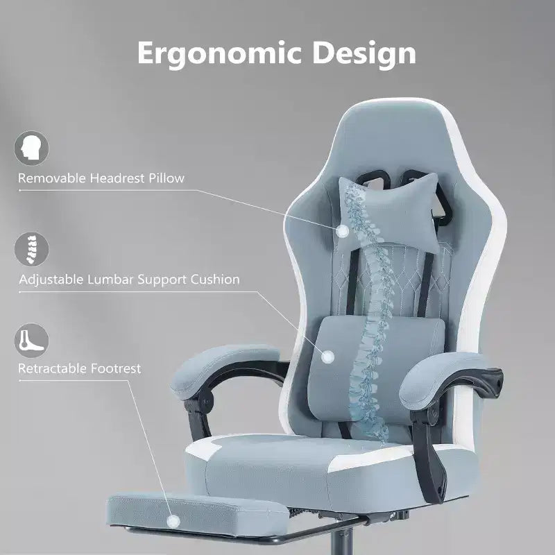 Sedia da Gaming Ergonomica con Supporto Lombare, Altezza Regolabile, Ruote Girevoli a 360°, Poggiatesta e Braccioli