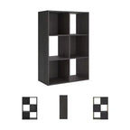 Libreria con organizer a 6 cubi aperti, unità espositiva versatile per l'organizzazione della casa, laminato in legno