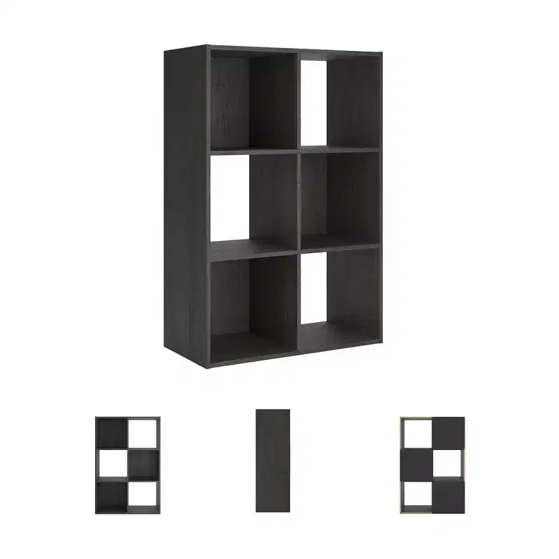 Libreria con organizer a 6 cubi aperti, unità espositiva versatile per l'organizzazione della casa, laminato in legno