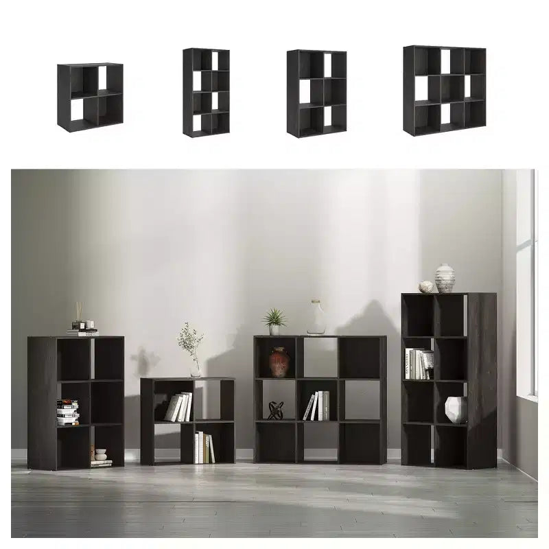 Libreria con organizer a 6 cubi aperti, unità espositiva versatile per l'organizzazione della casa, laminato in legno