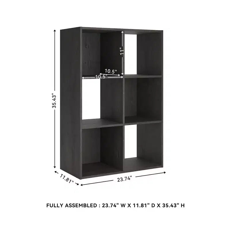 Libreria con organizer a 6 cubi aperti, unità espositiva versatile per l'organizzazione della casa, laminato in legno