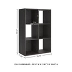 Libreria con organizer a 6 cubi aperti, unità espositiva versatile per l'organizzazione della casa, laminato in legno