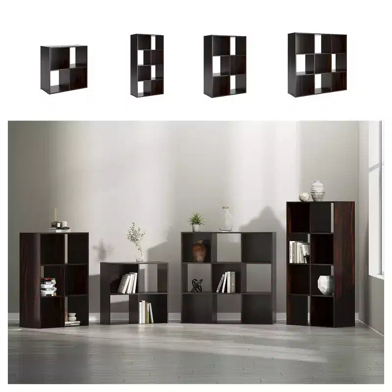 Libreria con organizer a 6 cubi aperti, unità espositiva versatile per l'organizzazione della casa, laminato in legno