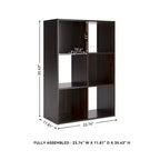 Libreria con organizer a 6 cubi aperti, unità espositiva versatile per l'organizzazione della casa, laminato in legno